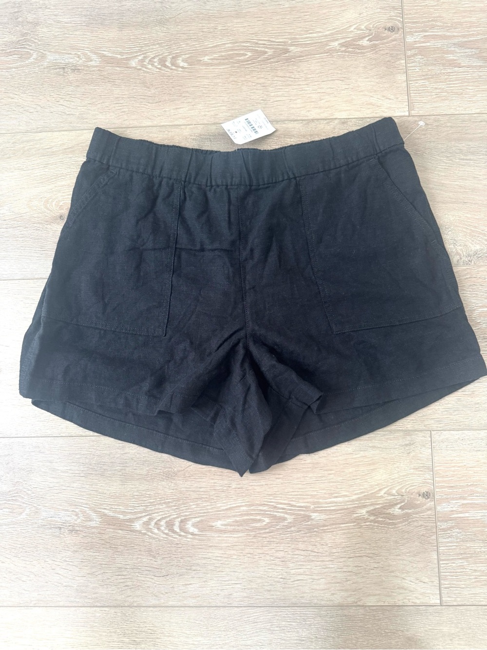NWT J. Crew Black Elastic-Waist Linen Shorts with Front Pockets - Picture 9 of 9